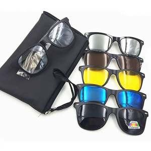 Lunettes de soleil polarisées magnétiques 5-en-1 pour hommes, style mixte, avec clip, montures TR90, vision nocturne, pour la conduite, avec étui - Product Image 3