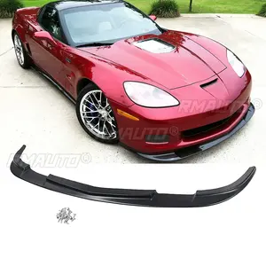 Lèvre de pare-chocs avant style fibre de carbone pour Chevrolet Corvette C6 2005-2013, modèles Z06 ZR1 Wide Body, noir brillant - Product Image 3