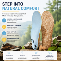 Semelles orthopédiques de soutien de la voûte plantaire, inserts de chaussures en mousse à mémoire de forme et liège pour fasciite plantaire, soulagement des douleurs au talon et aux pieds pour hommes et femmes