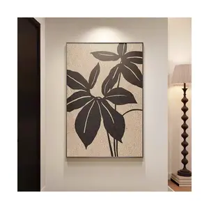 Pôster de paisagem simples marrom moderno com estampa de flores, arte de parede, pintura em tela para sala de estar, quarto, sala de jantar, spa, e galpão