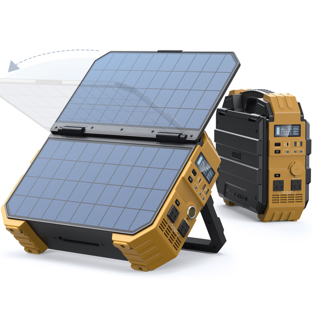 2026 New 1024Wh LiFePO4 Battery Portable Power Station Solar Generator Built-in Solar Panels for Outdoor Camping Hiking Gear