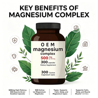 Capsules de complexe de magnésium OEM, 300 unités, 500 mg, complément alimentaire, fournisseur distributeur