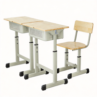 Table d'étudiant universitaire avec compartiment pour livres, structure métallique robuste pour salle de conférence et salle de classe, chaise de salle de classe