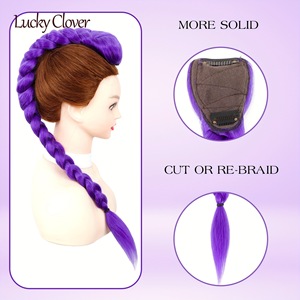 Perruque tressée trèfle porte-bonheur violette en fibre haute température, faite à la main, pour cosplay et usage quotidien - Product Image 4