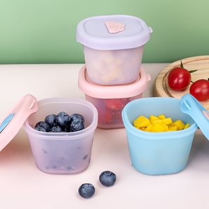 Cuenco de silicona de grado alimenticio para niños de 120ml, sin BPA, apto para <span class=keywords><strong>microondas</strong></span>, fácil de <span class=keywords><strong>limpiar</strong></span>, irrompible para la caja de alimentos complementarios del bebé - Product Image 1