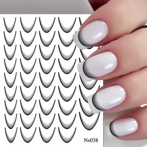 Pegatinas 3D para Uñas con Degradado de Líneas Francesas, Rayas Rojas y Negras, Accesorios para <span class=keywords><strong>Manicura</strong></span> - Product Image 4