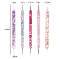 5 Pièces Ensemble Gel UV Peinture D'art D'ongle Stylo Acrylique Cristal Poignée 2 Voies Brosse Salon Décoration Manucure Nail Art dessin stylo