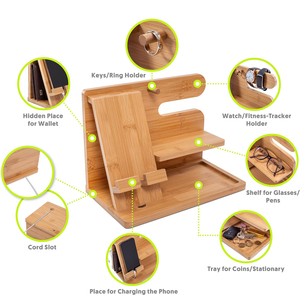 แท่นวางมือถือทำจากไม้ของขวัญวันครบรอบวันเกิดสำหรับสามีและพวงกุญแจพร้อมชั้นวางกระเป๋าสตางค์ - Product Image 4
