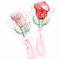 Ensemble de ballons en feuille d'aluminium multicolores en forme de rose, bouquet de fleurs gonflable portable pour fête, Saint-Valentin, alimenté par piles, utilisation extérieure, sac cadeau