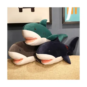 OFT-almohada de tiburón de peluche, juguete de ballena, animal marino y delfines, gran tiburón blanco