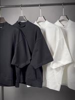 T-shirt pour homme à manches courtes, col montant, coupe ample, style décontracté, classique, pour l'été, vente en gros de mode