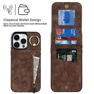 เคสโทรศัพท์หนัง PU หรูหรา พร้อมช่องใส่บัตร ที่ตั้งวางได้ และช่องใส่ของ สำหรับ iPhone 17 16 15 14 13 12 Pro Max - Product Image 4