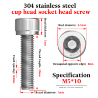 Tornillo de Cabeza Redonda de Acero Inoxidable 304 Clase 8.8, Rosca UNF M3-M10 DIN912 ISO4762, Perfiles de Aluminio para Uso Industrial