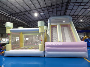 Màu xanh và đỏ <span class=keywords><strong>Inflatable</strong></span> bounc lâu đài với <span class=keywords><strong>Inflatable</strong></span> trượt Combo nhảy lâu đài cho trẻ em bouncy nhà với bóng rổ Hoops - Product Image 4