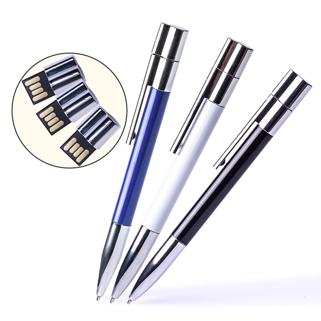 Portable Waterproof Pen Drive Flashdisk Metal Ballpoint Pen Usb Memory Stick Business Usb Flash Drive Gift