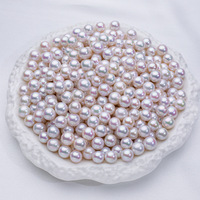 Perles de perles d'eau douce blanches naturelles, 9-14mm de taille, produit semi-fini Edison, forme circulaire, lustre élevé.