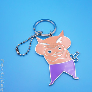 Porte-clés en alliage de zinc en forme de cochon de dessin animé, nickel brillant, forme irrégulière, résistant à l'usure, cadeau d'affaires, pendentif - Product Image 1