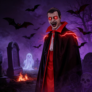 Decoración de <span class=keywords><strong>Halloween</strong></span>: Fantasma Colgante de Vampiro con Luz y Sonido, Sensor de Activación por Sonido, Cabeza de Plástico, Disfraz Aterrador - Product Image 1