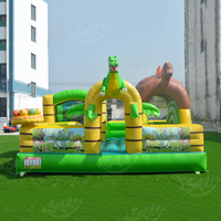 Château gonflable à thème dinosaure avec toboggan, qualité professionnelle, pour fêtes d'enfants en extérieur, location de château gonflable