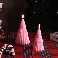 Matti's Fernbedienbare Säulen-Rosa-Baum-Deko mit Timer, Batteriebetriebener Weihnachtsbaum, LED-Kerze, Flammenlos