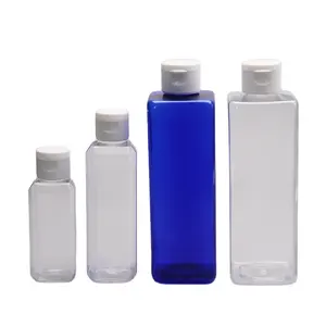 60Ml 100Ml 250Ml Clear Cosmetic Shampoo/Lotion Flip Top Cap Rectangle Plastic Pet Bottle Manufacturers