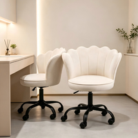Chaise de bureau ergonomique pivotante en velours moderne avec rembourrage doux personnalisé, design en forme de pétale, chaise de jeu, directement de l'usine
