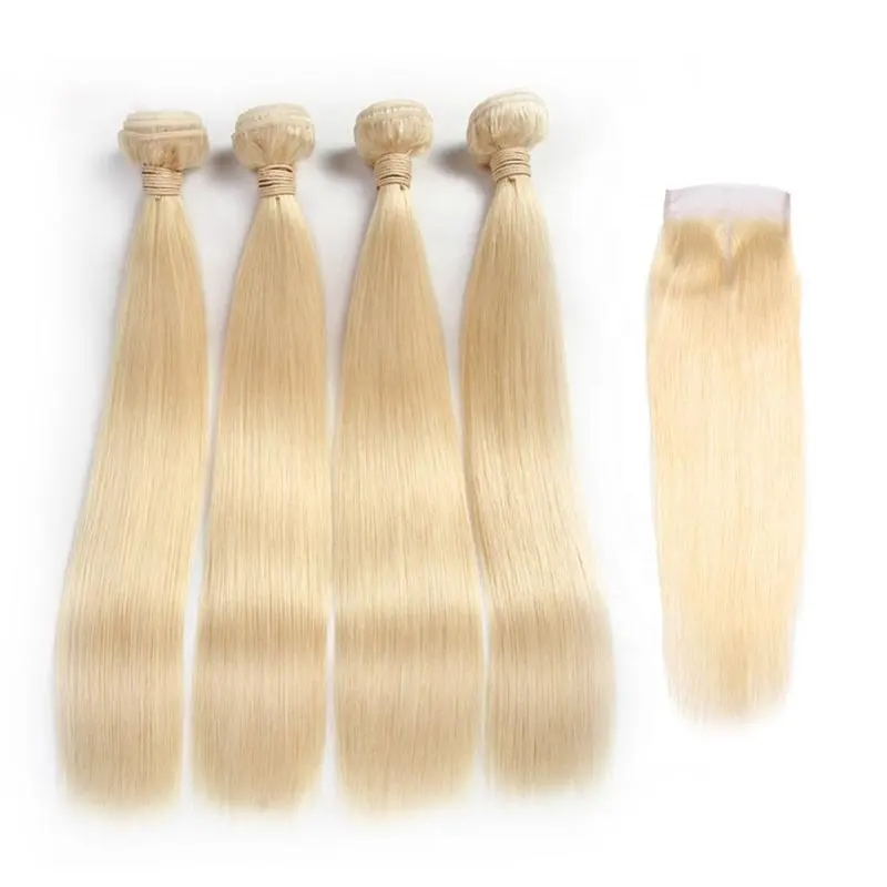 613blonde hair weave bleached human straight hair bundles with closure /frontal,wholesale 613body wave full lace wig human hair