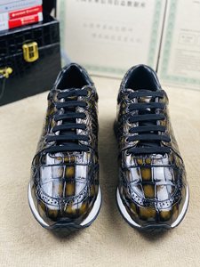Zapatos de Lujo de Piel de Cocodrilo Genuina para Hombre |   Suela Gruesa con Amortiguación |   Zapatillas Deportivas Transpirables Antideslizantes para Caminar - Product Image 2