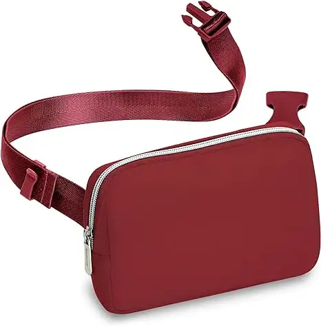 Custom Brand Wine Red Fanny Pack Belt Bag for Women Fashion Waist Pack Bum Bag Hands Free for Hiking Running Travel Walking