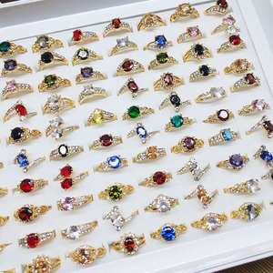 Wholesale Women's Natural Stone <b>Ring</b> Geometric Stone Metal Inlaid <b>Ring</b> Jewelry Color Zircon <b>Crystal</b> <b>Ring</b> - Product Image 1