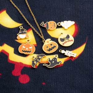 SUMMLY Halloween <strong>Charm</strong> Pumpkin Ghost Spider <strong>Bat</strong> Stainless Steels Pendant Holiday Jewelry Making Ornament DIY Accessories - Product Image 6