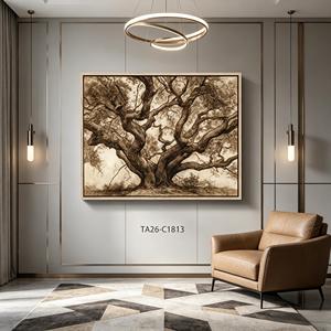 Set di 2 Stampe su Tela con Schizzi di Alberi di Quercia Vintage in Tonalità Seppia, Decorazione Rustica per Casa di Campagna, Quadri Incorniciati - Product Image 5