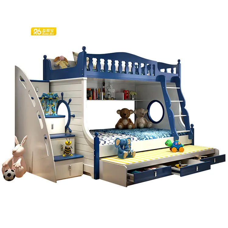 Redde Boo Kinder Junge Massivholz Schlafzimmer möbel Bett setzt moderne blaue weiche Kinderzimmer Etagen bett Möbel