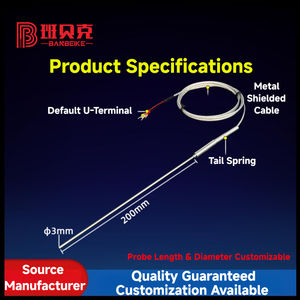 Tipo K termopar blindado NiCr-Nisi fio personalizável J/T/E/<span class=keywords><strong>S</strong></span>/N/B/R arbitrária ponta dobra temperatura instrumento blindado - Product Image 4