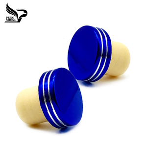 Bán Buôn T Hình Màu Xanh Nhôm Top Cap Tổng Hợp Bằng Gỗ Chai Rượu Vang Stopper Sản Phẩm Trung Quốc - Product Image 1
