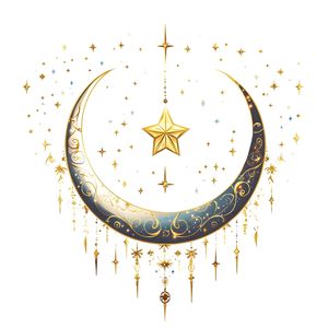 Adesivo Murale Islamico per Ramadan, Luna Crescente Blu e Oro <span class=keywords><strong>con</strong></span> Stelle, Decorazione Rimovibile per Casa, Celebrazioni del Ramadan ed Eid - Product Image 5