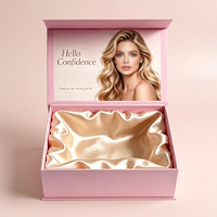 Caja de Cartón de Regalo para Cosméticos con Impresión Personalizada Premium, Caja de Embalaje Magnética Reciclable para Extensiones de Cabello con Forro de Satén