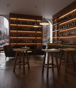 Chaise de bar ergonomique en bois de suar aux courbes fluides et à la structure solide, idéale pour les bars, les cafés et les intérieurs hôteliers. - Product Image 3