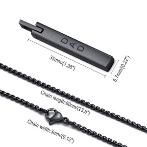 Custom Engraved Logo Stainless Steel Bar Pendant Necklace for Men High Polished <strong>Vertical</strong> Bar with Trendy Link <strong>Chain</strong> - Product Image 2