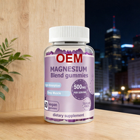 Gummies de magnésium OEM ODM en promotion, 500 mg par portion, saveur framboise, complément alimentaire, 60 unités, 30 jours d'approvisionnement pour la nuit