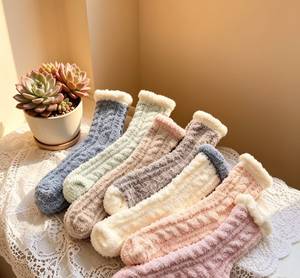 Women's Thick Fuzzy Crew Socks Soft Coral Fleece Home Socks Women's Cozy Coral Fleece Winter Socks Thermal Indoor Floor Socks - Product Image 1