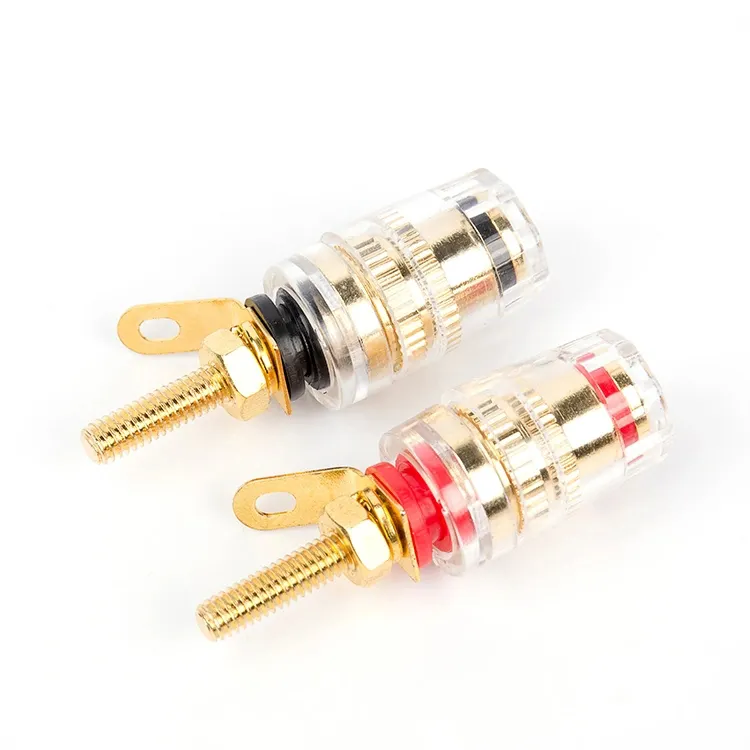 Correia de encadernação cristal para amplificador de áudio, 4mm banana dourada, conector de terminais (BT-065)