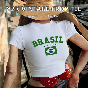 Camisetas Personalizadas con Etiqueta de Tela, Camiseta Corta para Mujer, Corte Ajustado, Estilo Casual de Verano, Camisetas con Estampado Gráfico, Estilo Vintage de los 90, Ropa Urbana - Product Image 2