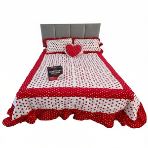 Ensemble de couette Reyna King, taille King, 7 pièces, imprimé, volants, style princesse, literie pour la maison, toutes saisons - Product Image 1