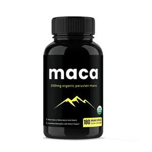 Organische Maca Wortel Capsules 2100Mg Met Zwart Rood & Geel Peruaanse Maca Wortel Poeder & Zwarte Peper Extract Voor verbeterde Energie Stemming