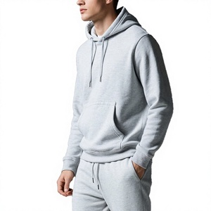 Conjunto Deportivo para Hombre, Sudadera con Capucha y Pantalones, Color Gris Sólido, 100% Algodón, Largo Completo, Transpirable, Ligero, Ropa Casual para Invierno - Product Image 3