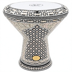 Gawharet El Fan, Tambor Darbuka Doumbek de 17.5 Pulgadas con Incrustaciones de Madreperla y Rejilla de Diamantes, Dumbek Tabla, Percusión Egipcia - Product Image 1