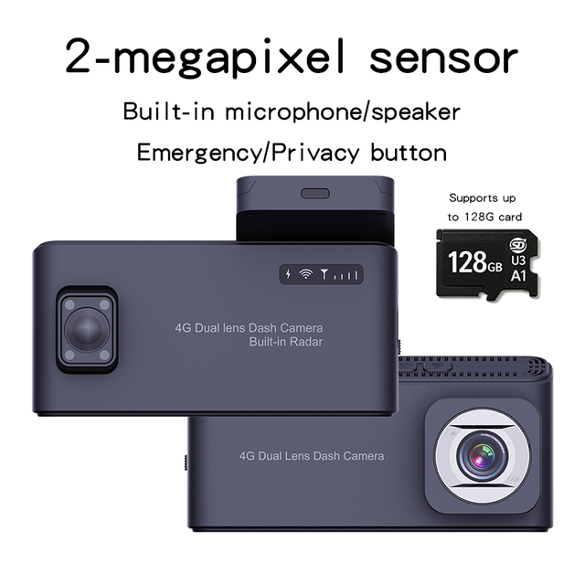 Professional Black Light Super Night Vision Dual Lens 1080P Dash Cameras GPS Tracking Cloud Storage 4G Dash Cam