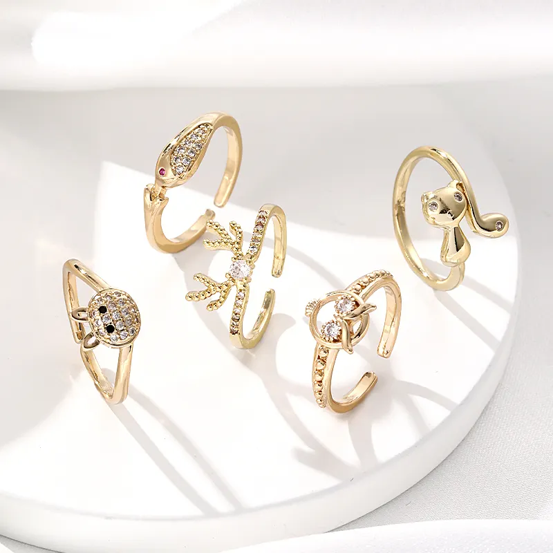 New Product Jewelry Women Fashion Brass Fashion Jewelry Rings Cubic Zirconia Owl Animal Ring