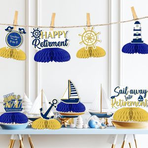 Décorations de fête nautique <span class=keywords><strong>pour</strong></span> la <span class=keywords><strong>retraite</strong></span> : Centres de table en nid d'abeille sur le thème de la navigation, Cadeaux de <span class=keywords><strong>retraite</strong></span> sur le thème nautique - Product Image 4